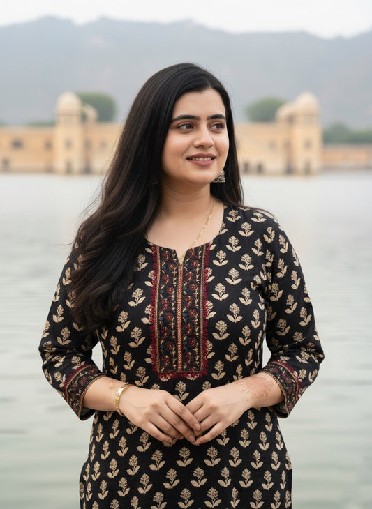 Airy cotton Dabu kurti for women