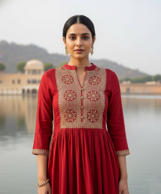 Naira cut Kurti D5 Red