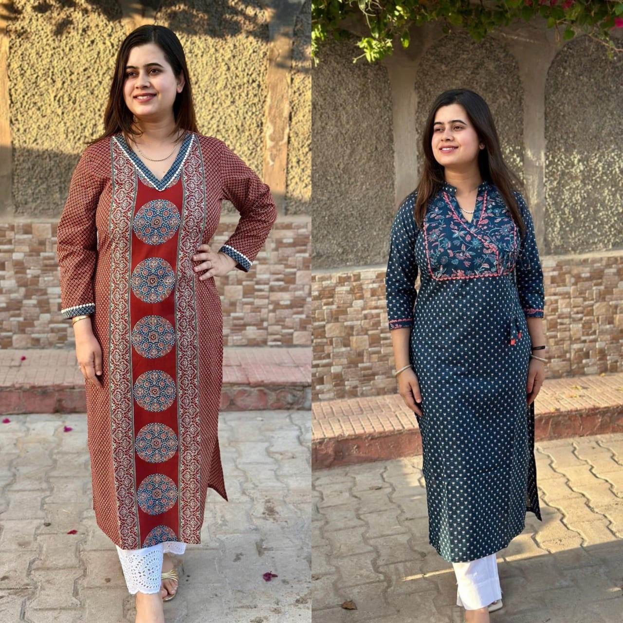 Airy cotton long kurta combo - Vijay Laxmi