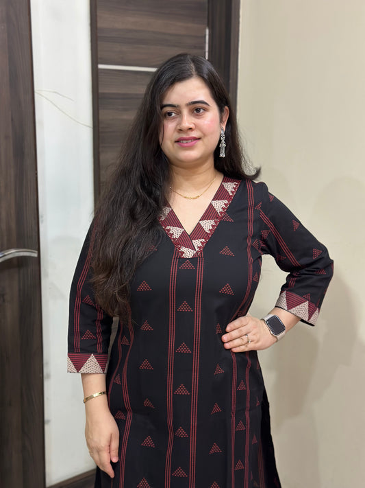 Noor Ajrakh cotton Kurta & Pant Black