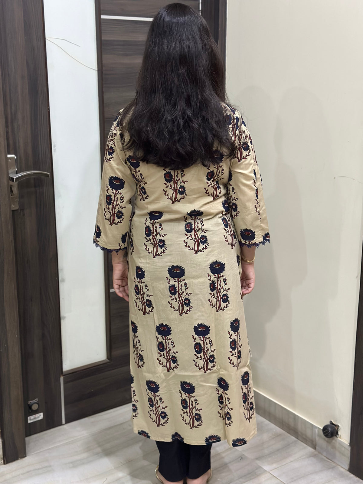 Madhubani pure cotton kurti for women cream