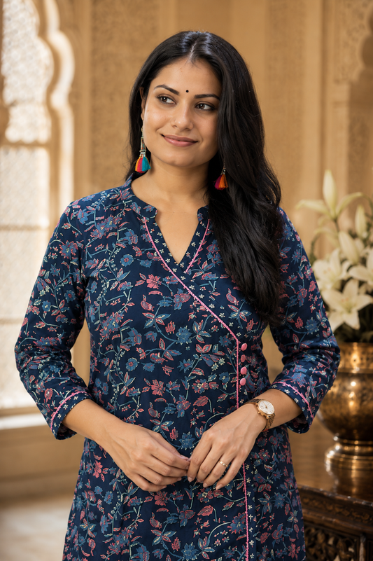 Angrakha Cotton Suit with pant Jal