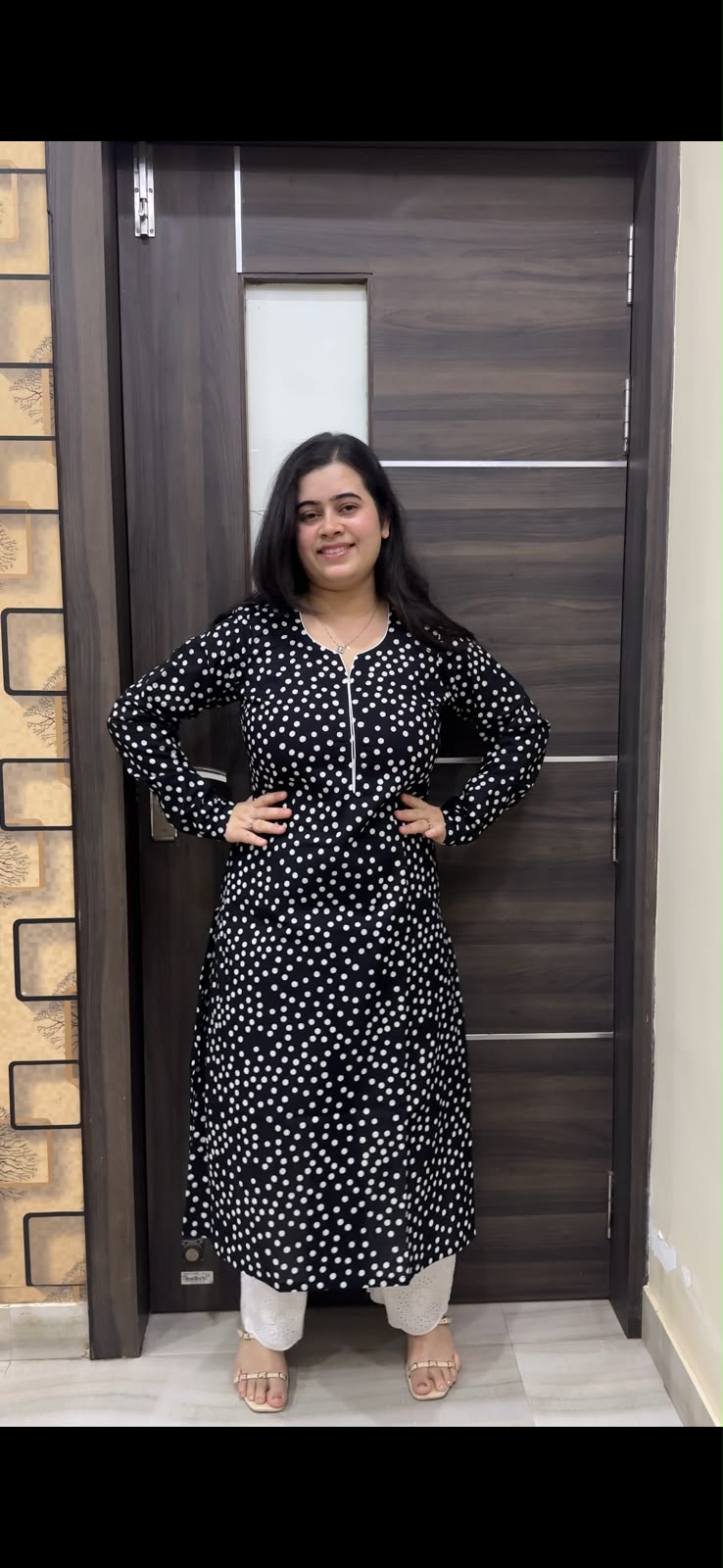 Sunehri pure cotton kurti for women polka dot