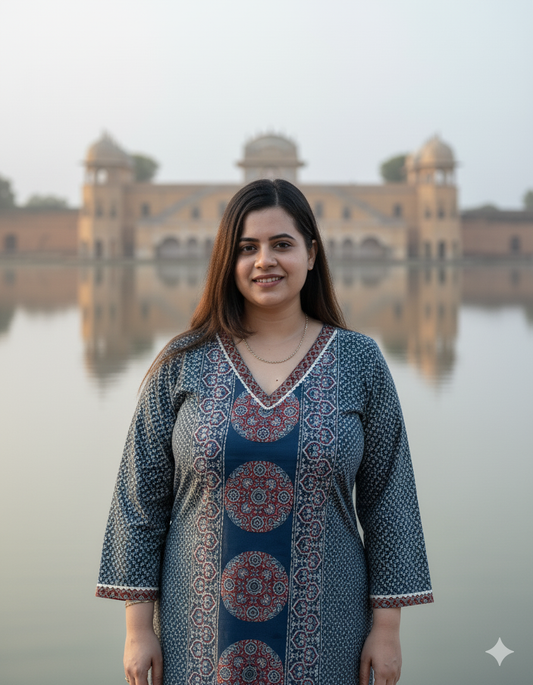 Breathable & Stylish Ajrakh Cotton Kurti for Women