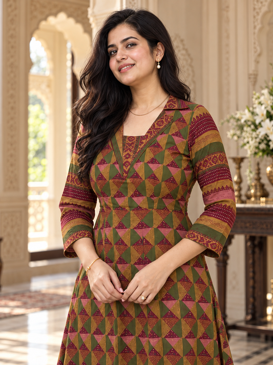 Sunehri pure cotton kurti for women copper