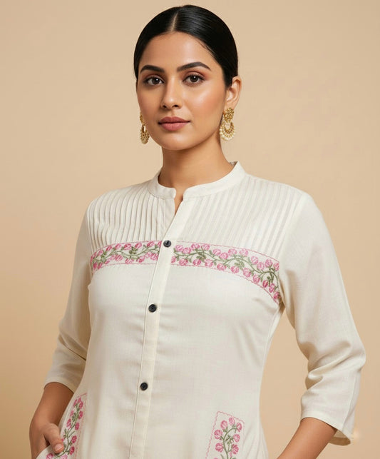 Amayra Cotton Flex White kurta Set