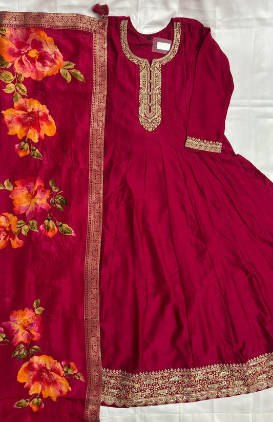 Dola Silk Party wear Frock Suit - Vijay Laxmi