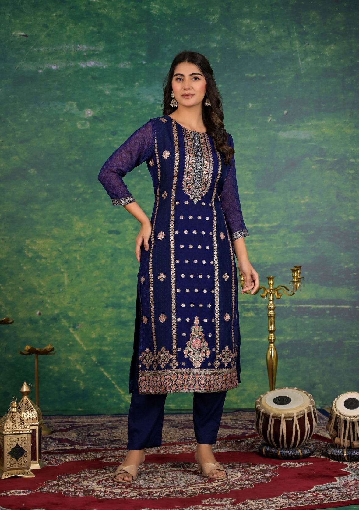 Banarasi Silk Suit Set for Women - Vijay Laxmi