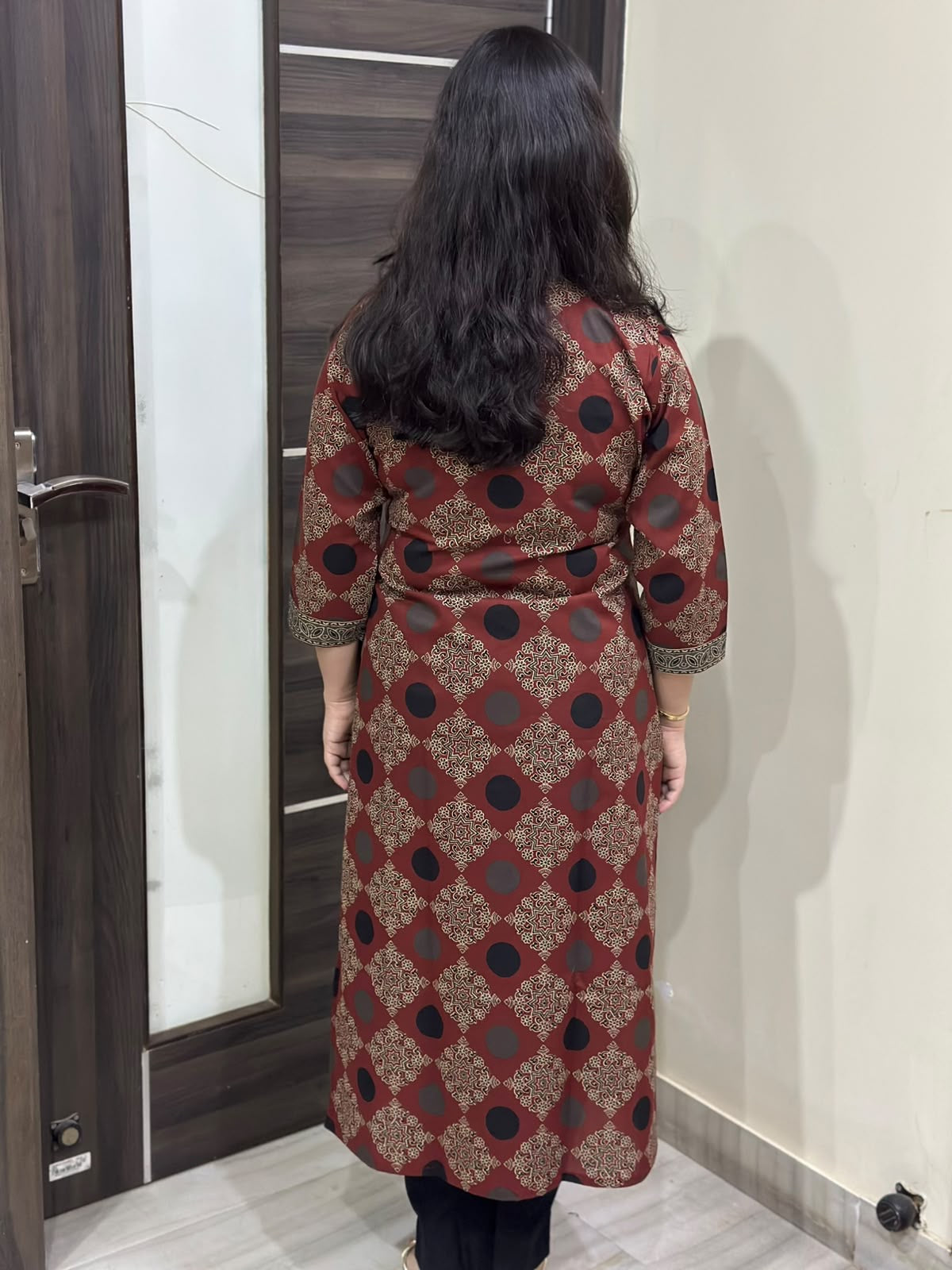 Madhubani pure cotton kurti for women( maroon)