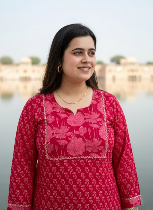 Airy Cotton Kurti kalamkari