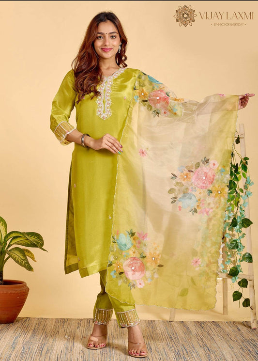 Modal Shimmer Silk Suit - Vijay Laxmi