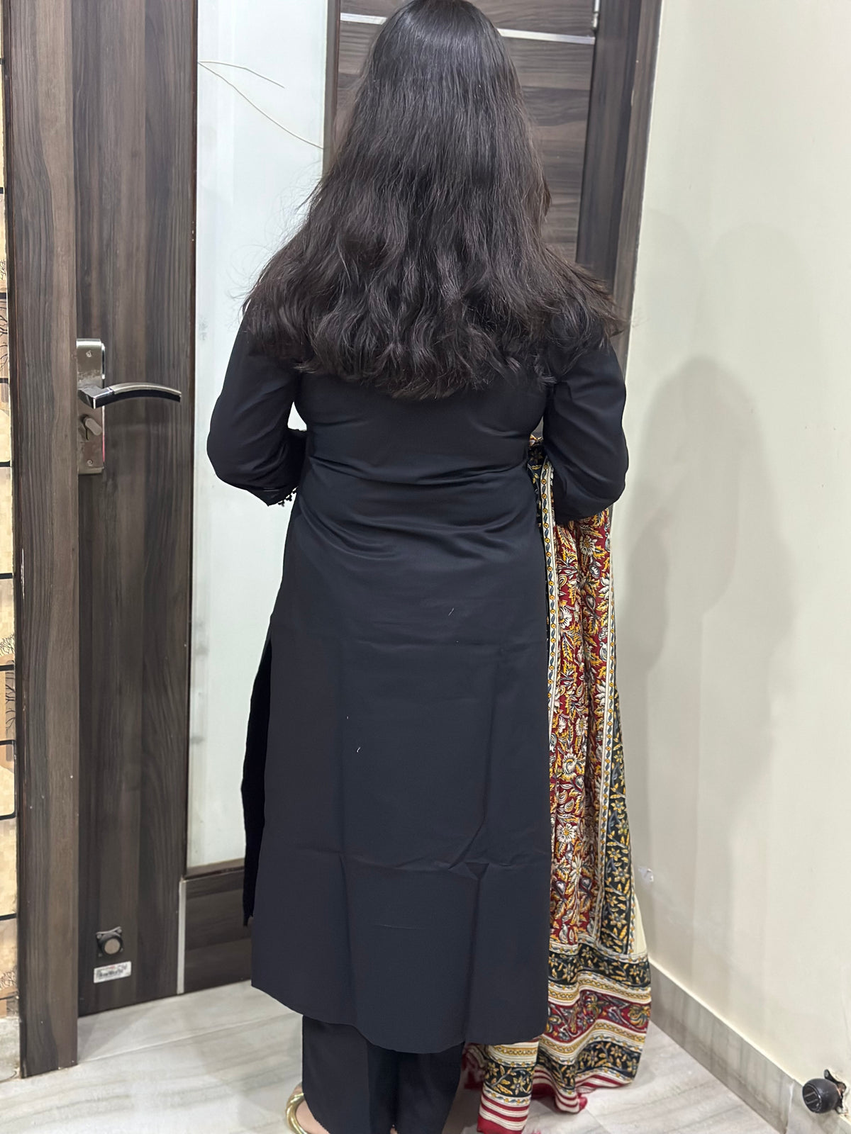 Madhubani Cotton Kurta Set for Women Black