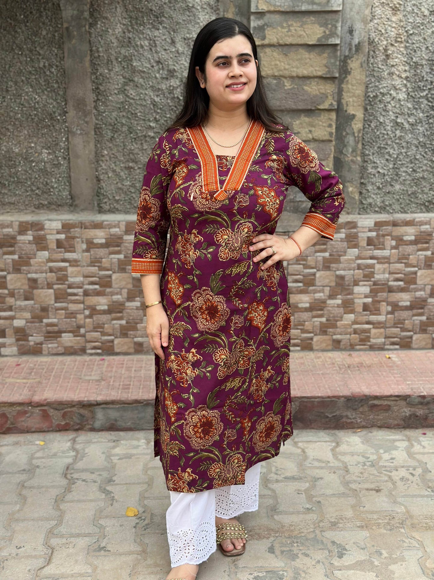 Airy Cotton Kurti for women floral - Vijay Laxmi