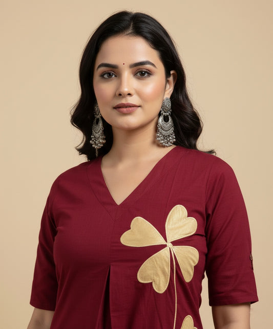 Amayra Cotton Maroon kurta Set