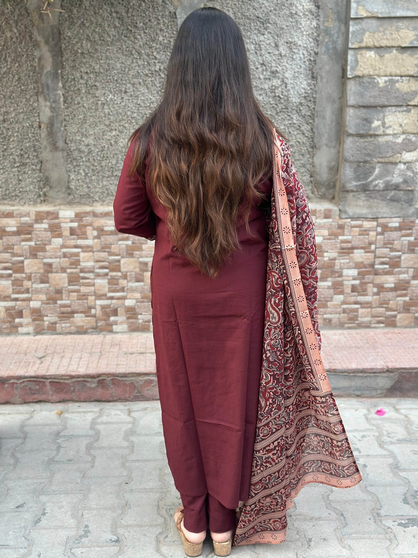 Kalamkari dupatta Cotton kurta set for women - Vijay Laxmi