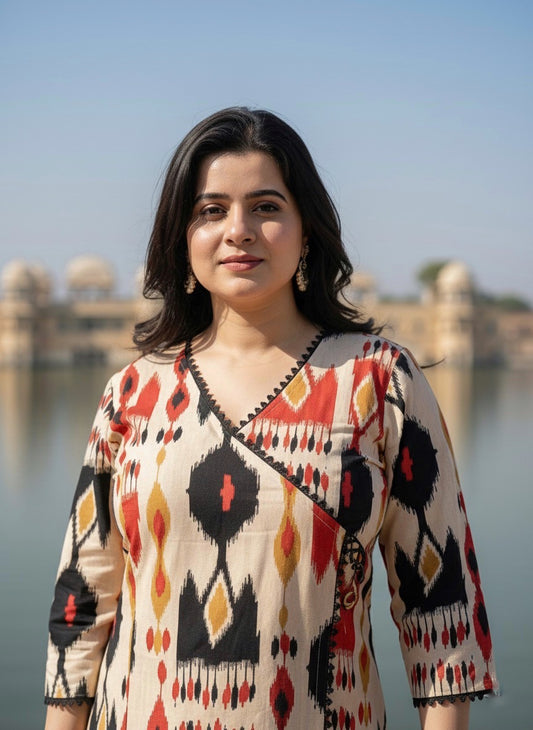 Breathable & Stylish Ikkat Print Cotton Kurti