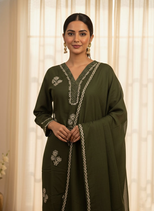 Premium Cotton kurta set for women with doriya dupatta