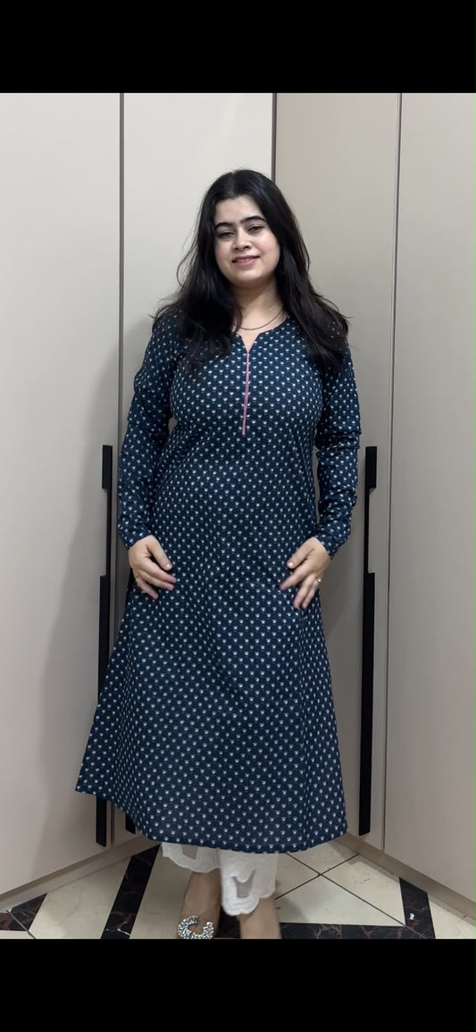 Rangrez pure cotton kurti for women blue