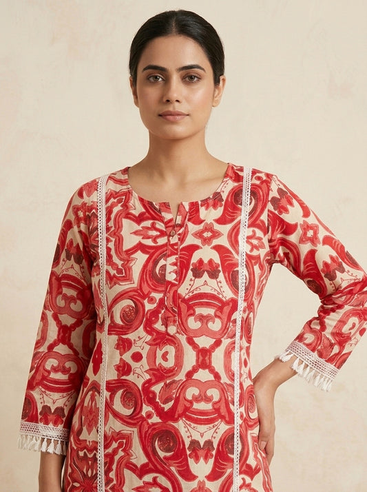 Airy Cotton kurti for women red