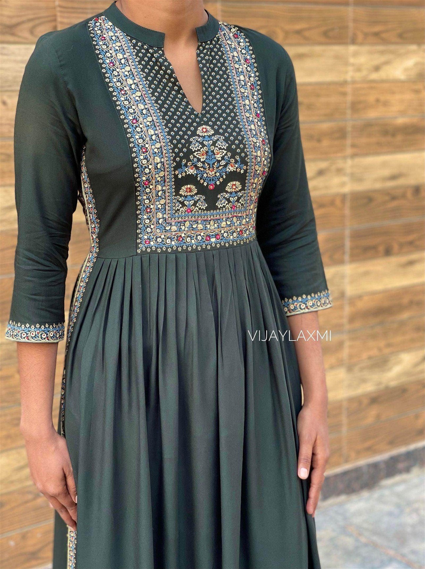 A-Line kurti Olive - Vijay Laxmi
