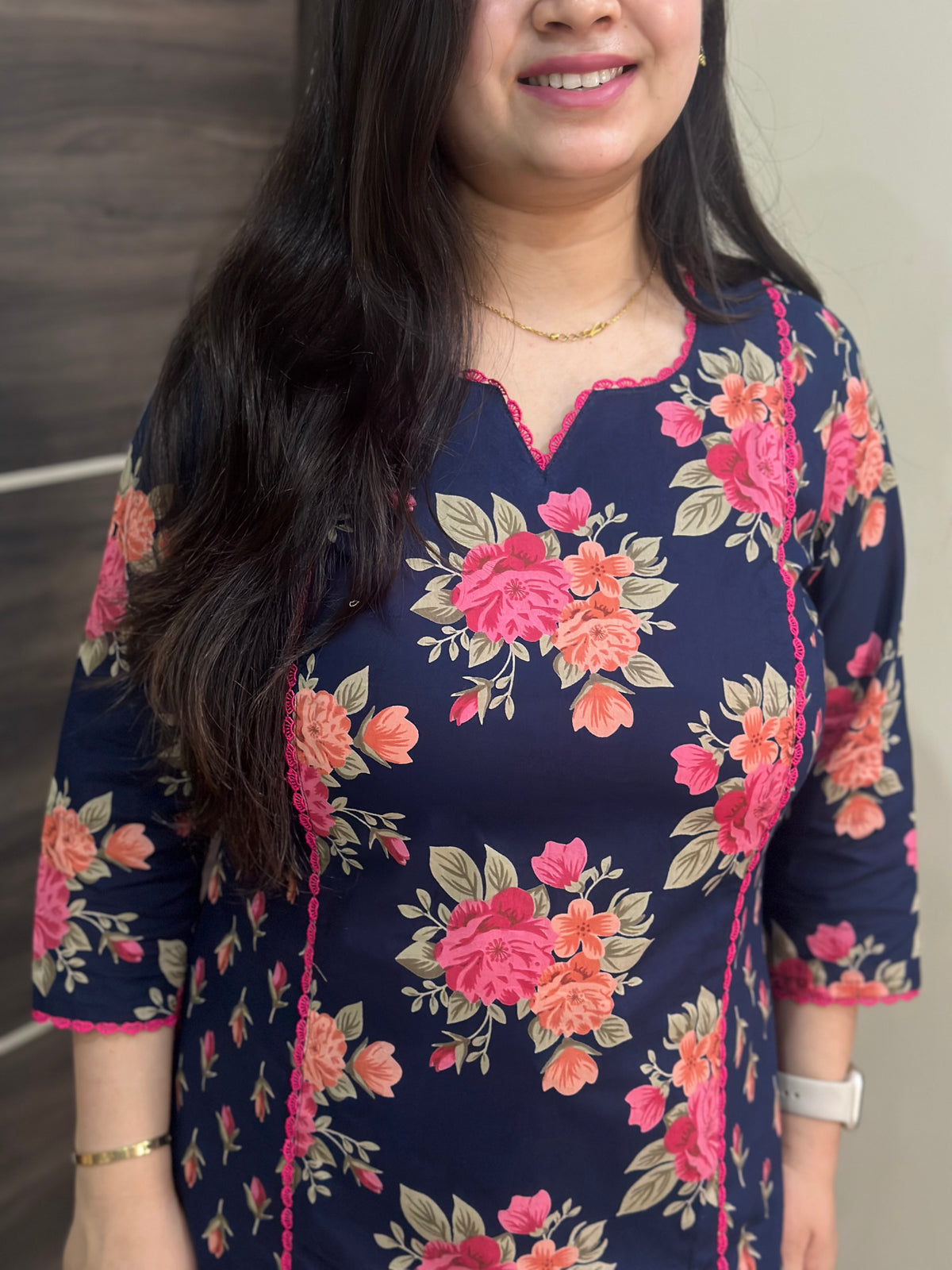 Noor kalamkari angrakha cotton Kurta & Pant Blue