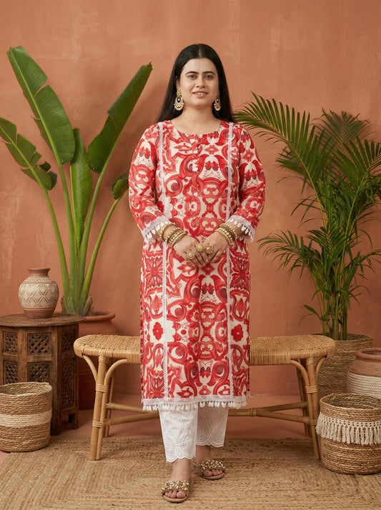 Airy Cotton kurti for women red