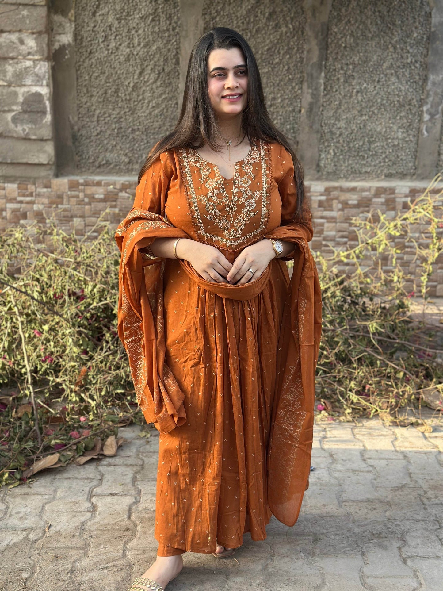 Mul cotton Chanderi kurta set for women with dupatta - Vijay Laxmi