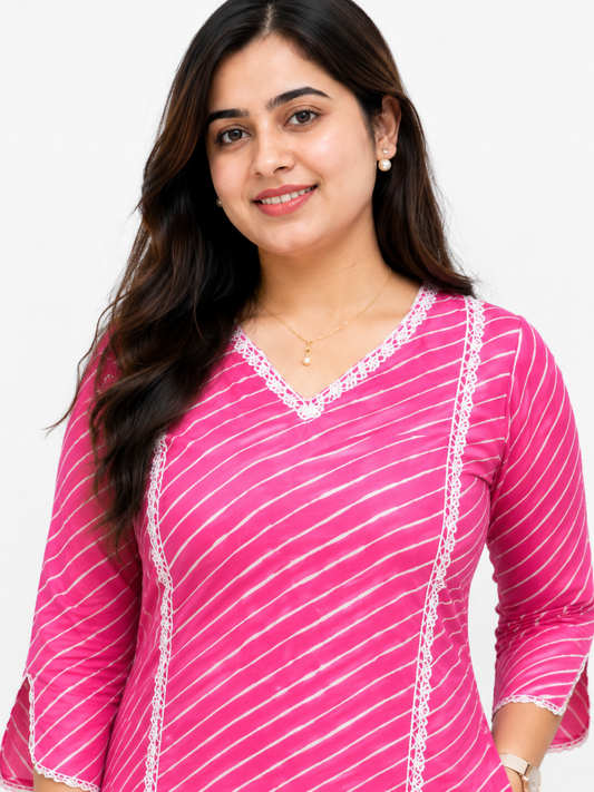 Gulmohar Cotton kurti for women pink