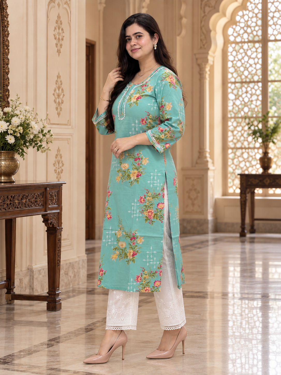 Gulmohar Cotton kurti for women floral