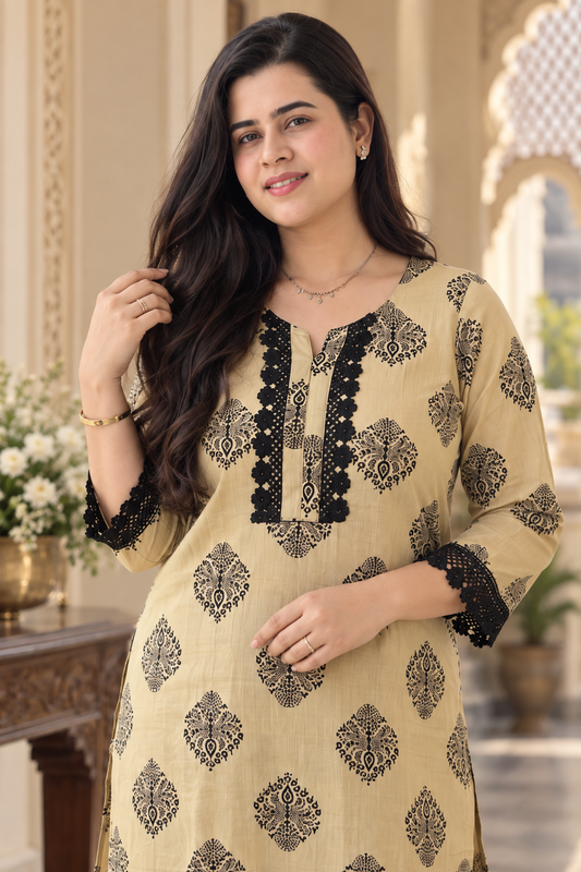 Gulmohar Cotton kurti for women block print