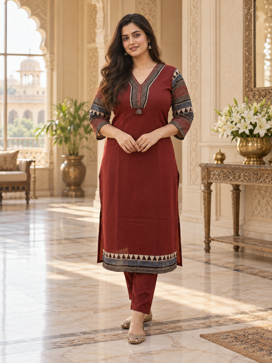 Airy Cotton suit set with pants