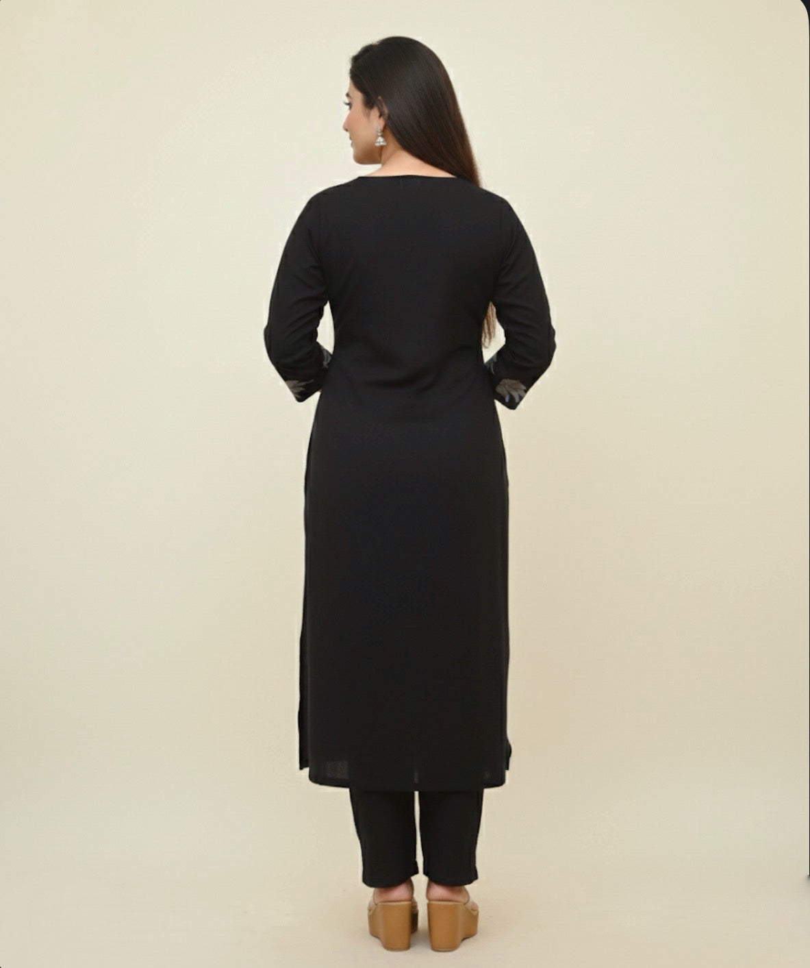 Amyra Cotton Flex kurta set with pants Black