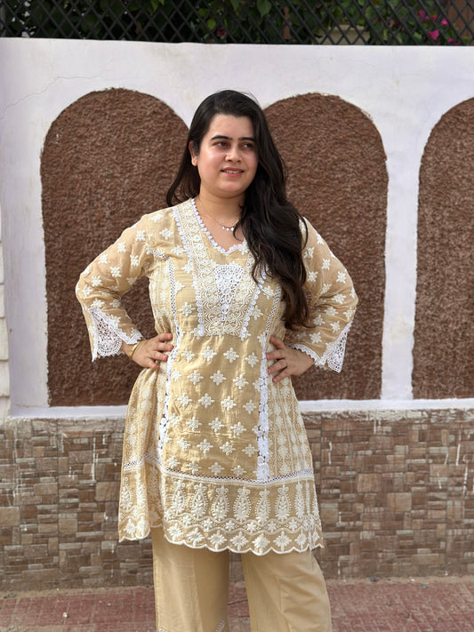 Gulmohar Chikankari Cotton Cord Set for women
