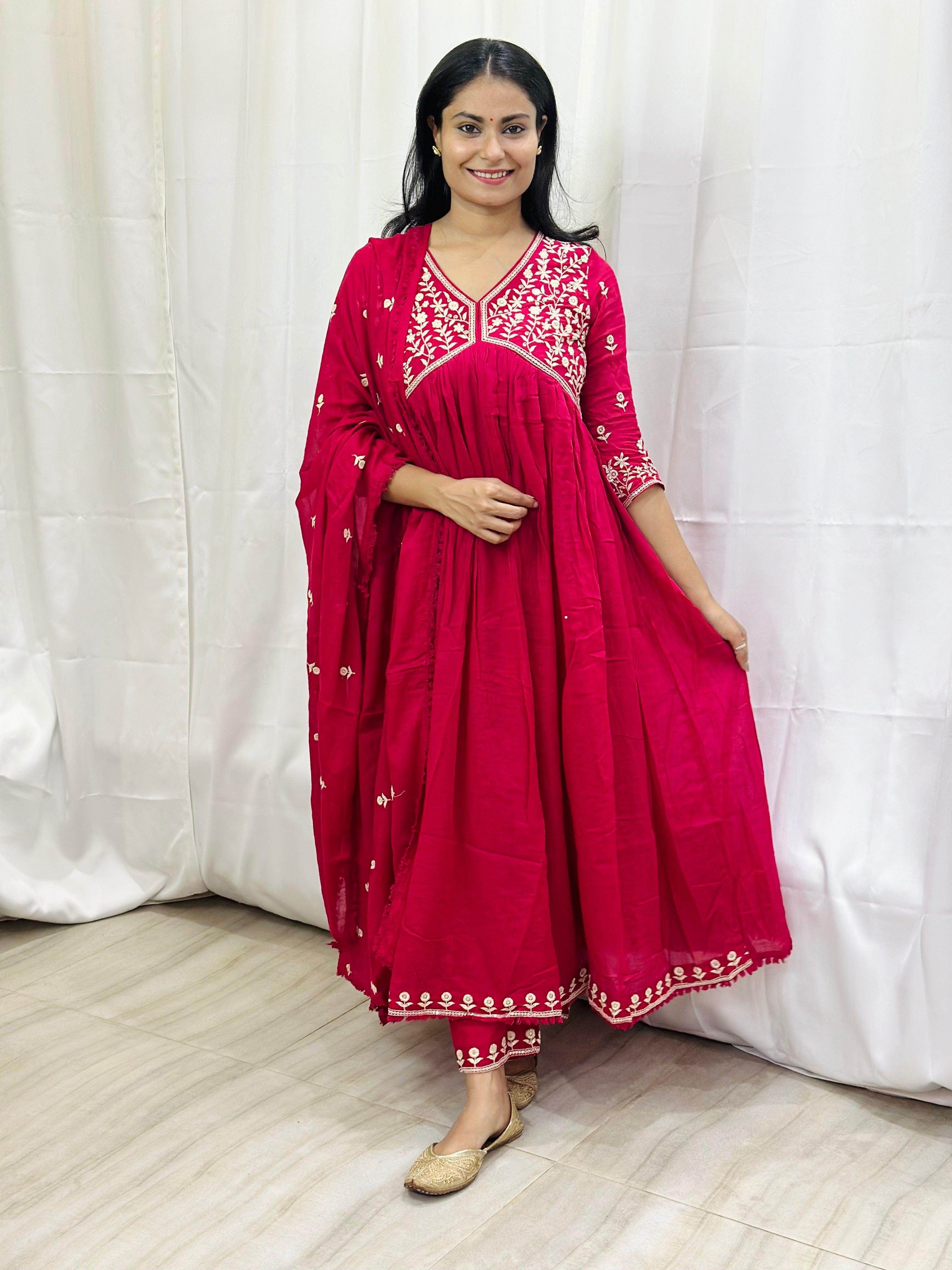 Mul Mul Cotton Suit For Women Pink - Vijay Laxmi