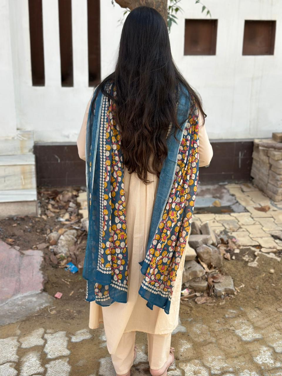 Aarohi Cotton kurta Set with dupatta Cream