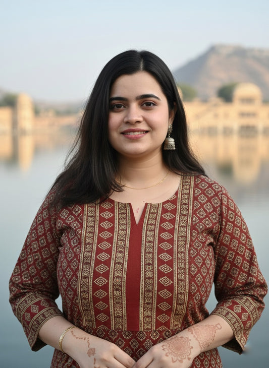 Airy Cotton Kurti for women Ajrakh