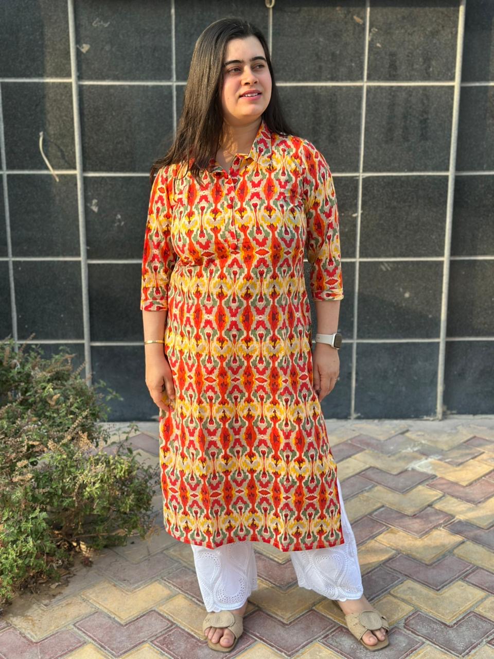 Airy Cotton Ikkat kurti for women