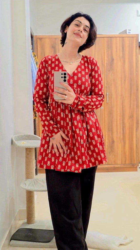 Short Cotton tunic for women - Vijay Laxmi