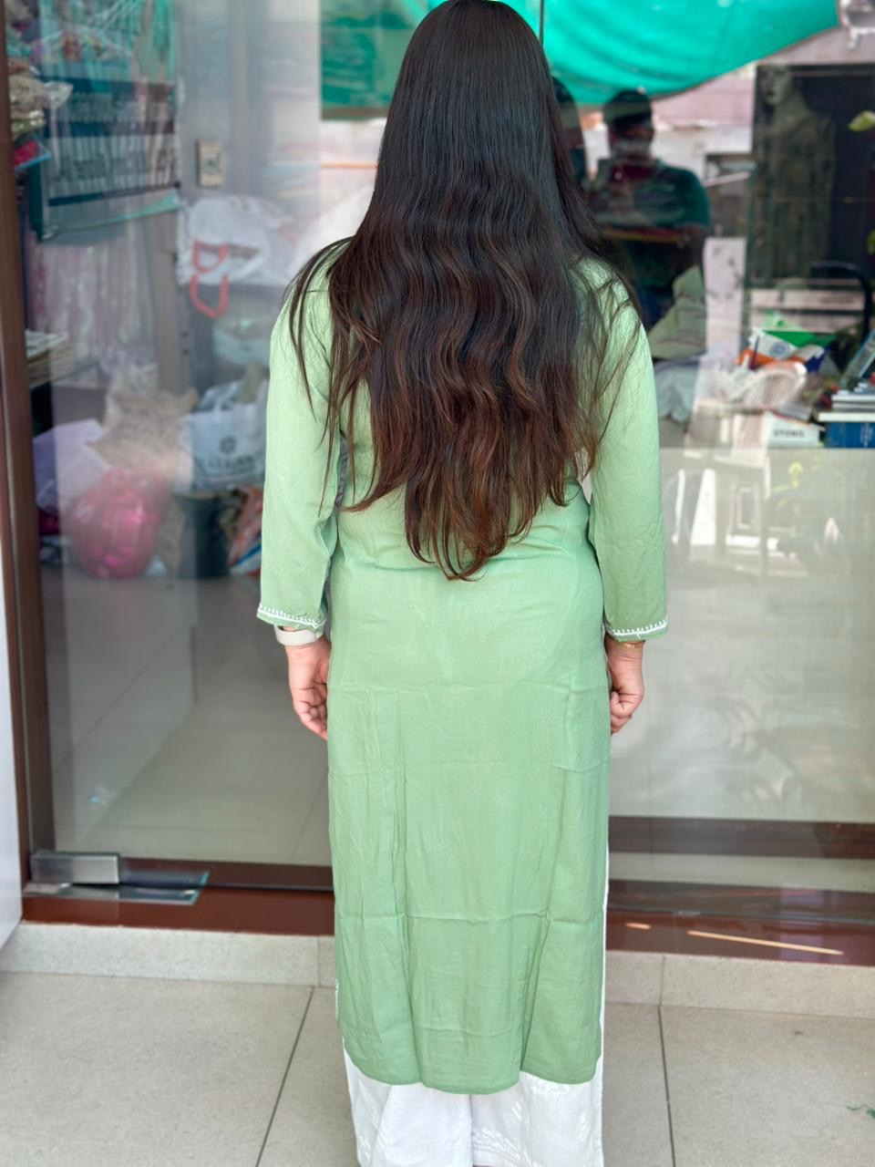 Chikankari Modal Kurti Green