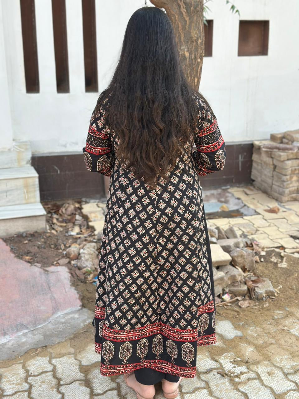 Aarohi Cotton Frock suit with dupatta & pants Black