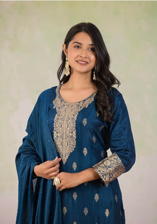 Banarasi Silk Suit Set for Women - Vijay Laxmi