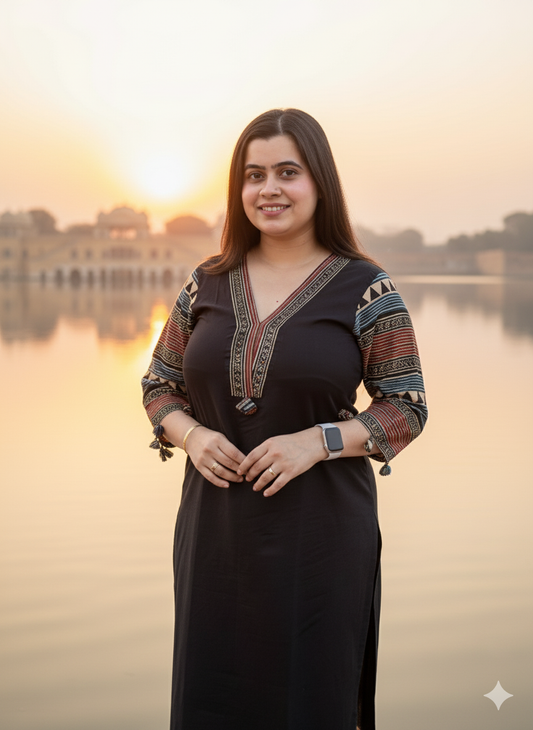 Breathable & Stylish Black Cotton Kurti