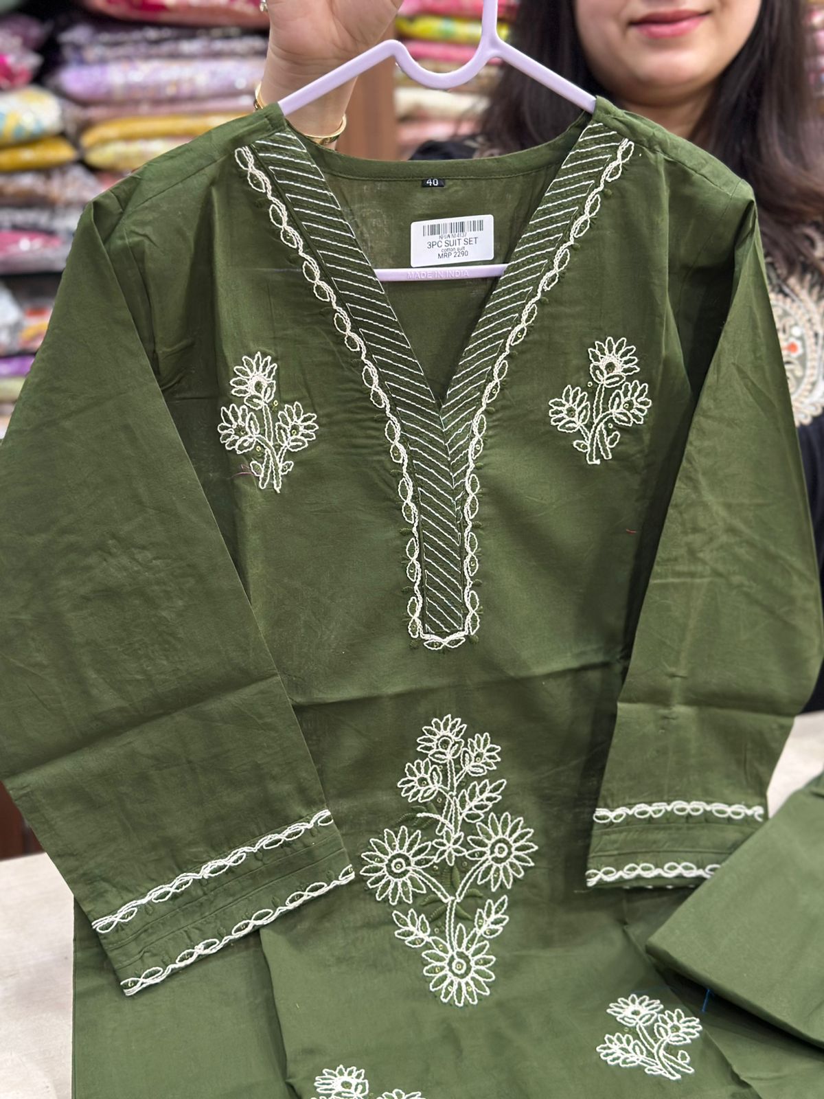 Premium Cotton kurta set for women with doriya dupatta