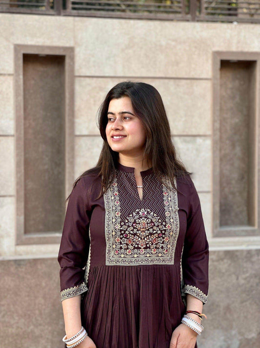 Naira Cut Kurti Brown - Vijay Laxmi