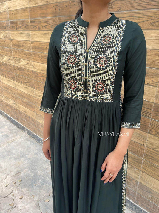 Naira cut Kurti D5 Olive - Vijay Laxmi