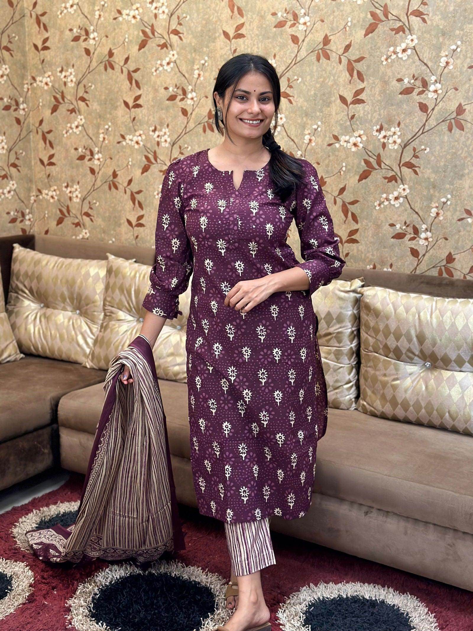 Printed Cotton Suit - Vijay Laxmi