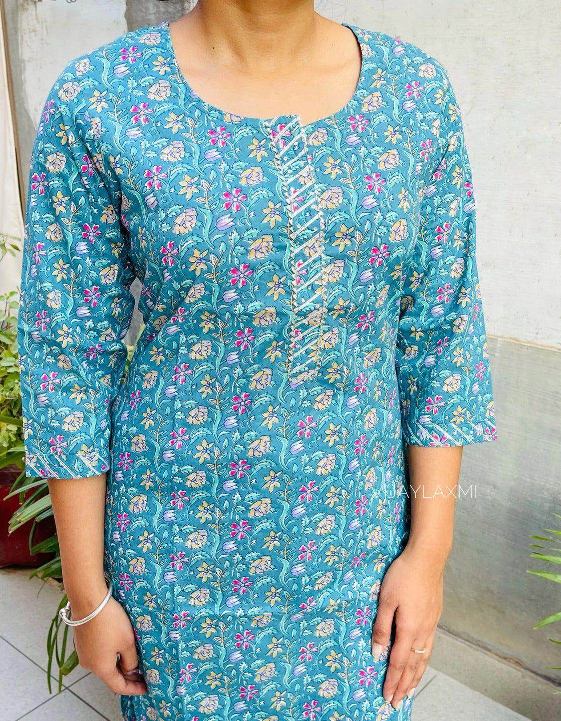 Sky multi print kurti - Vijay Laxmi