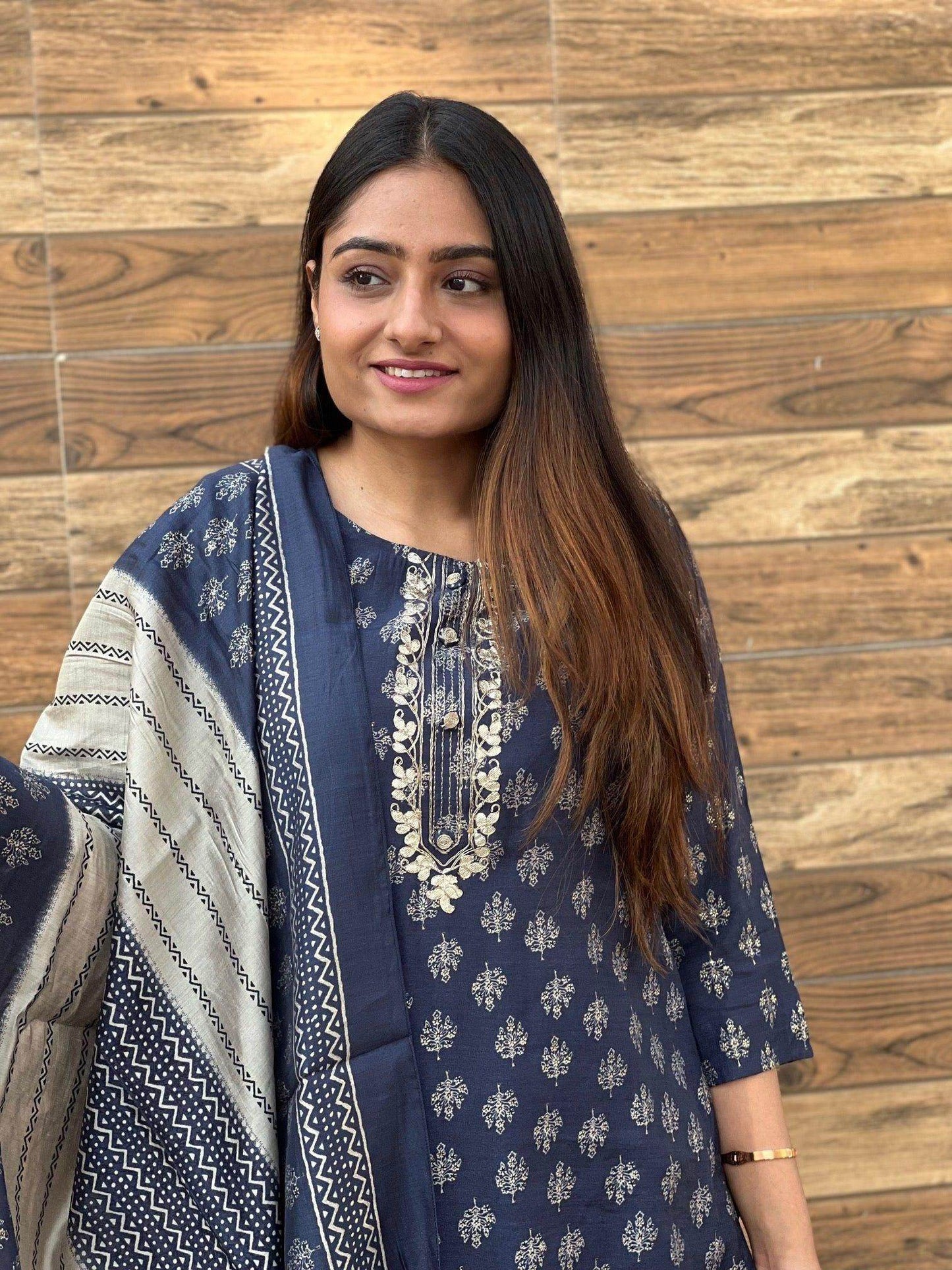 blue muslin suit 176 - Vijay Laxmi