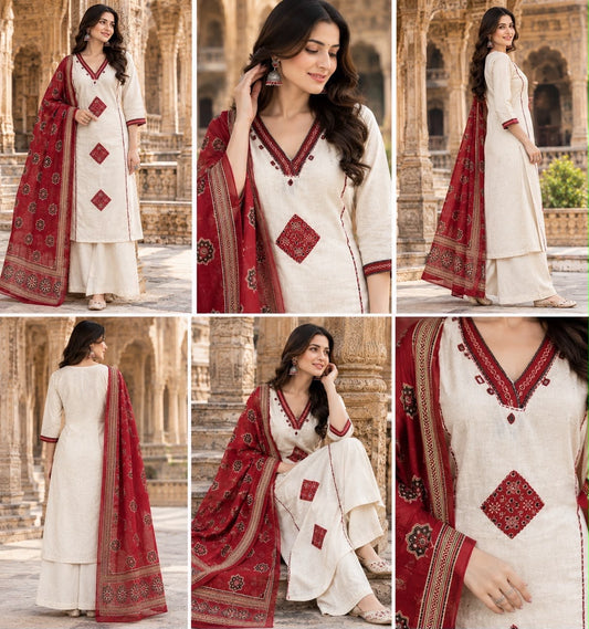 Noor Cotton Flex kurta set with palazo & dupatta