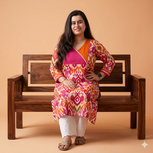 Airy Cotton Ikkat kurti for women